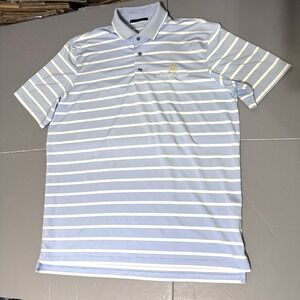 Greyson Golf Polo Shirt L Old Memorial Club Blue White Stripes Stretch